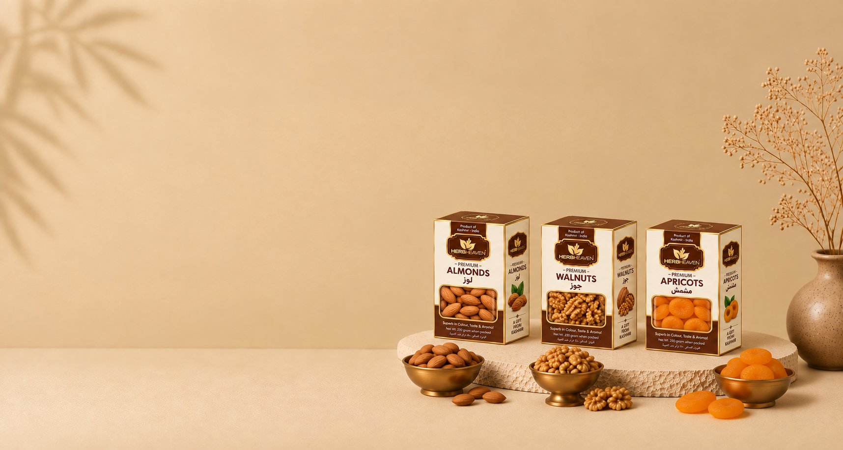 Herb Heaven almonds, walnuts and apricots packaging