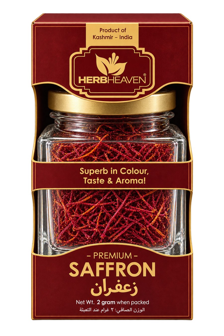 Herb Heaven saffron in a glass jar